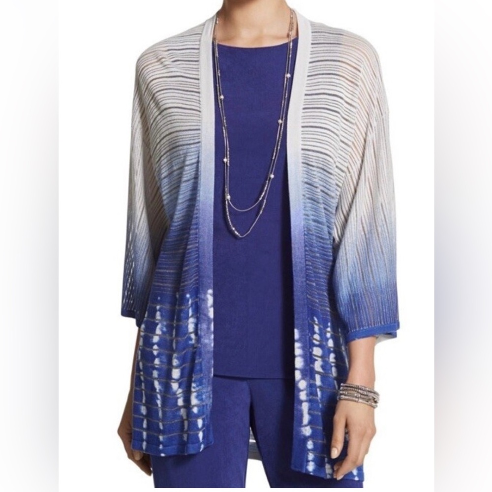 Chico’s Travelers Open Jacket Cardigan Ombre Tie Dye NWT Size 0 Small